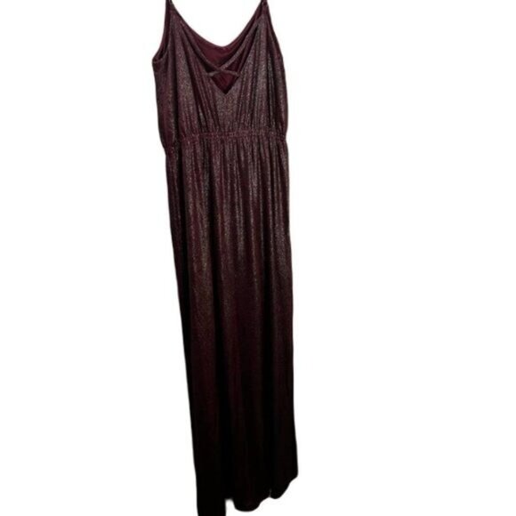 NWOT Strappy Maxi Dress With Split Garterized Waist‎ Metalic XS - Picture 2 of 6